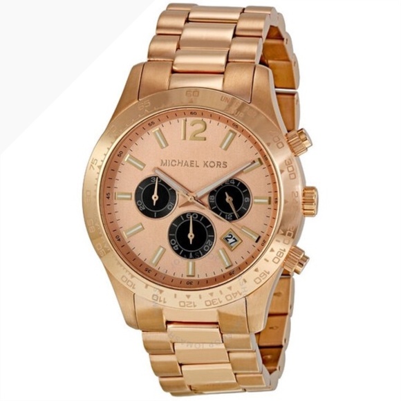 MICHAEL KORS~8186~Layton~ROSE-GOLD MARINER STYLE OVERSIZED CHRONOGRAPH WATCH - Picture 1 of 5